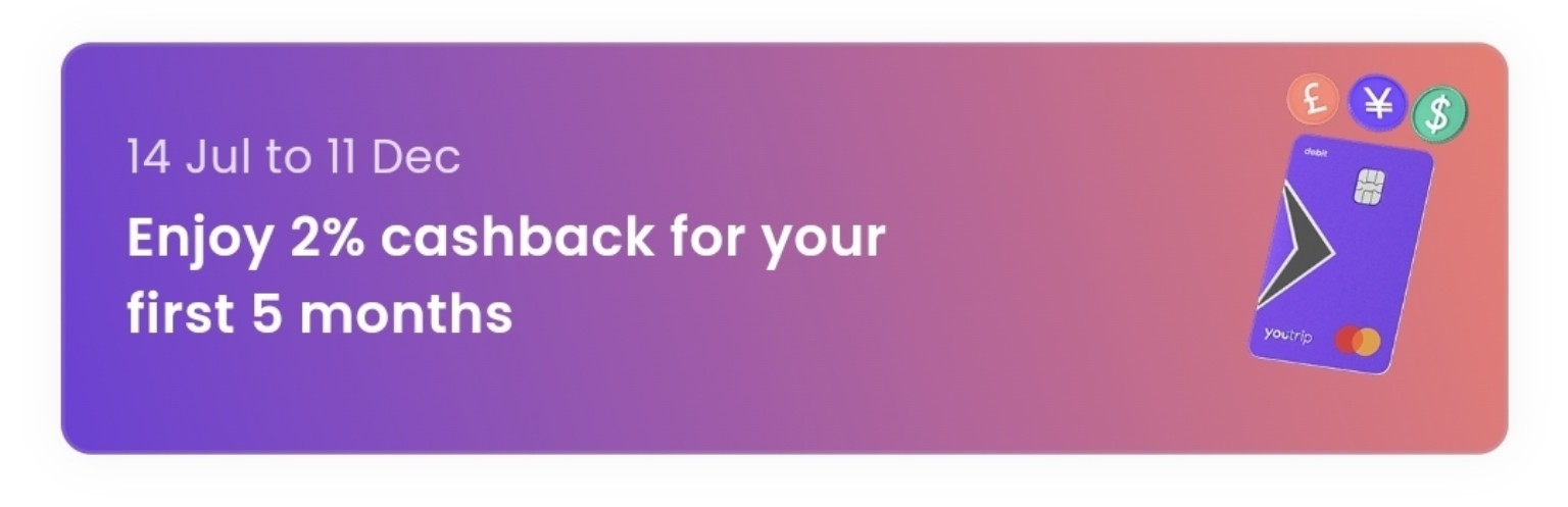 YouTrip Australia promotion advertising 2 percent cashback for five months